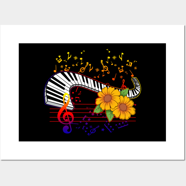 Piano Gift Design Pianist Colorful Keyboard Player Print Wall Art by Linco